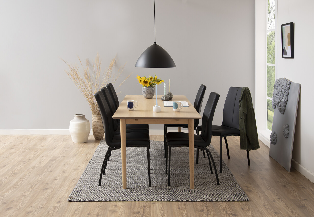 Scaun Asama, Actona, 43.5x57x95 cm, piele ecologica/otel, negru - view 7