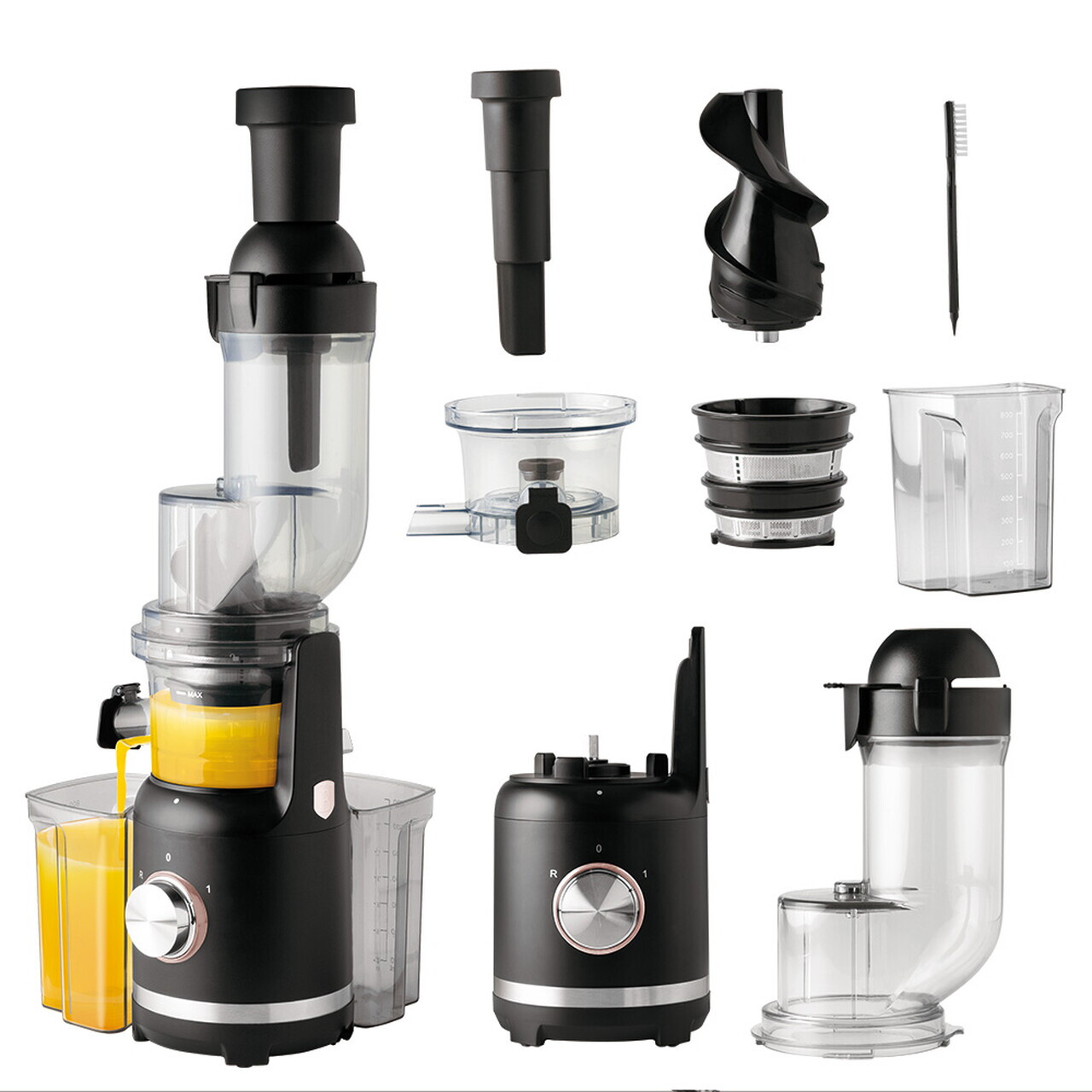 Storcator lent de fructe Berlinger Haus, Black Rose, 300W, 800 ml, inox 18/10, negru/transparent - imagine 7