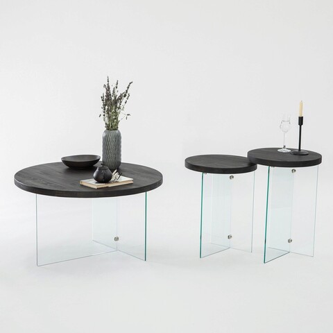 Set masuta de cafea, Neostill, Serenity 2, Sticla temperata, Antracit / Transparent