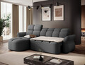 Coltar extensibil stanga 3 locuri ELTAP, Beneth, 301x185x115 cm, lemn/poliester, gri inchis
