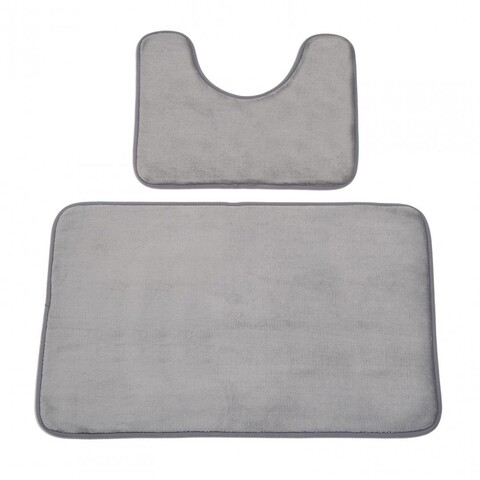 Set 2 covorase de baie baby grey, heineer, 50x80 cm/50x40 cm, spuma cu memorie, gri