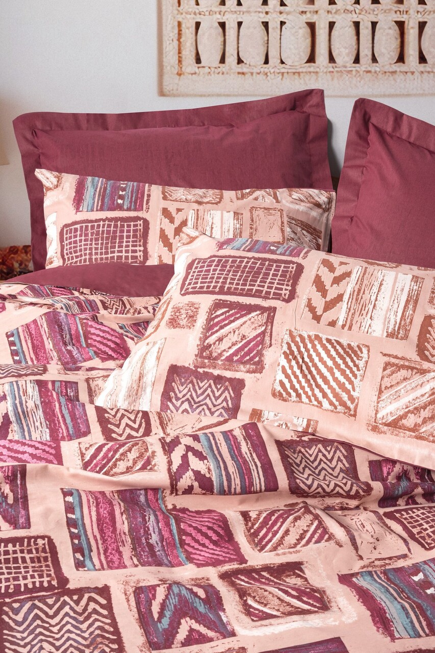 Lenjerie de pat pentru o persoana, Estilıo - Claret Red, Cotton Box, Bumbac Ranforce - 1 | YEO