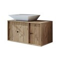 Dulap de baie cu chiuvetă, Hanah Home, 2541, MDF, Maro