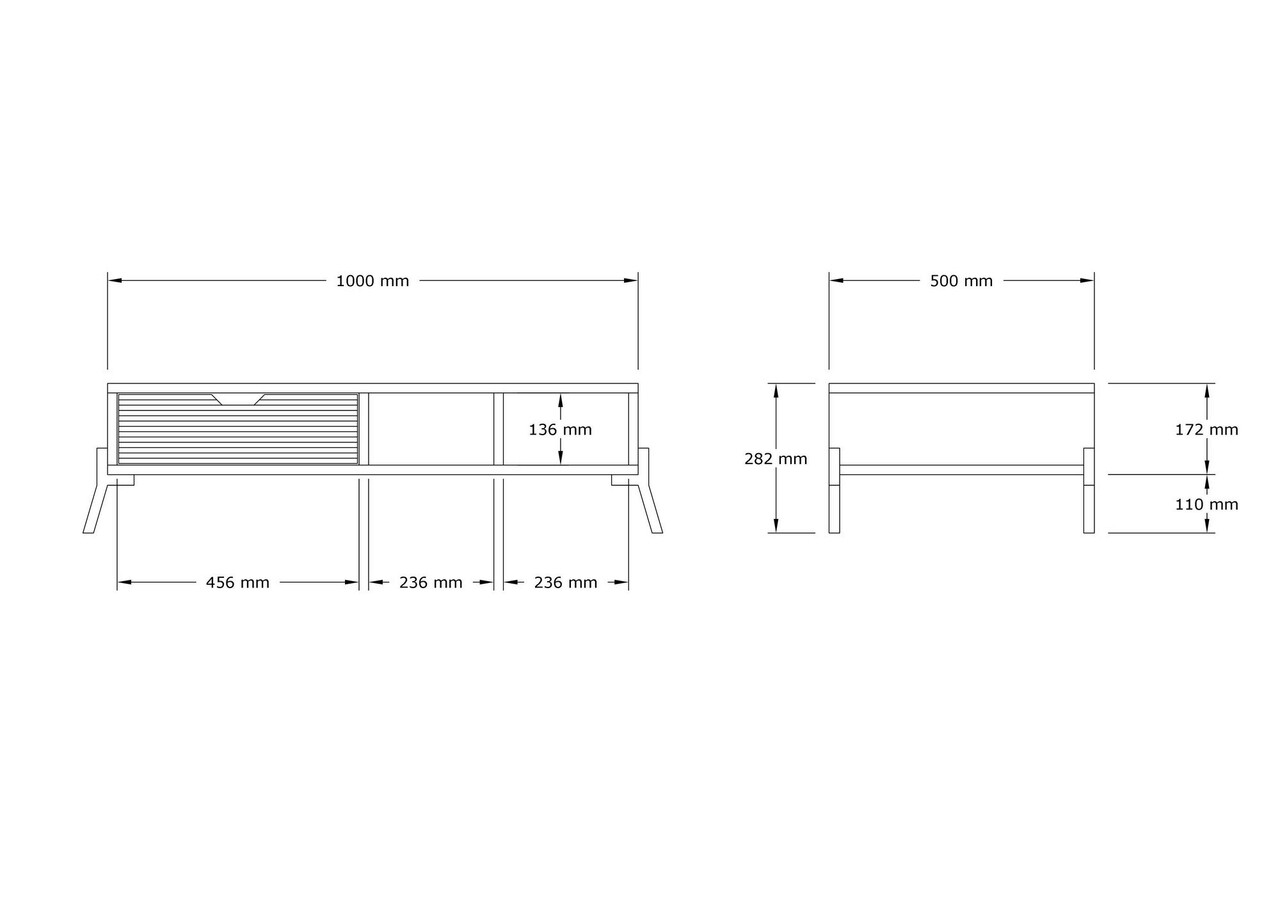 Masuta de cafea, Puqa Design, Serpa, 100x28.2x50 cm, PAL, Stejar Safir / Alb