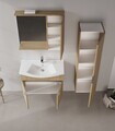 Set Dulap de Baie cu Chiuvetă și Oglindă (2 Piese), Hanah Home, Purus 80, Stejar
