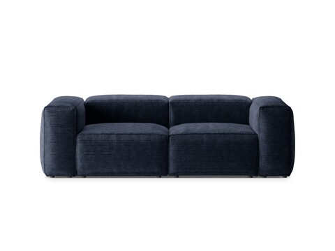 Canapea 2 locuri, Bergamo, Cosmopolitan Design, 224x108x70 cm, catifea chenille raiata, albastru navy