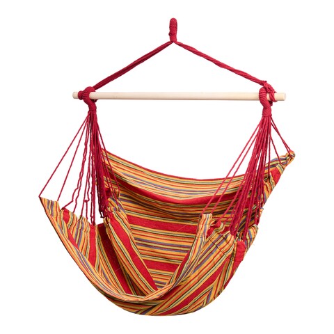 Hamac tip scaun Retro, Heinner, 120×150 cm, policoton, rosu/maro