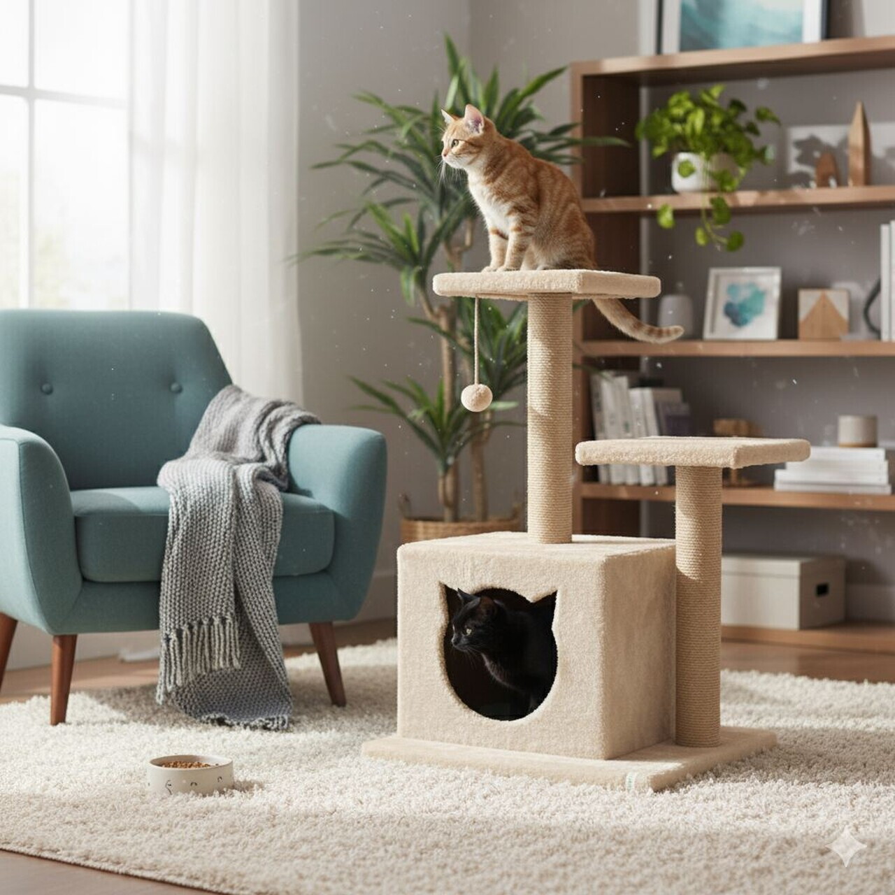 Casă pentru pisici, Paws & Whiskers, Lotti, MATERIAL TEXTIL WELSOFT, Bej