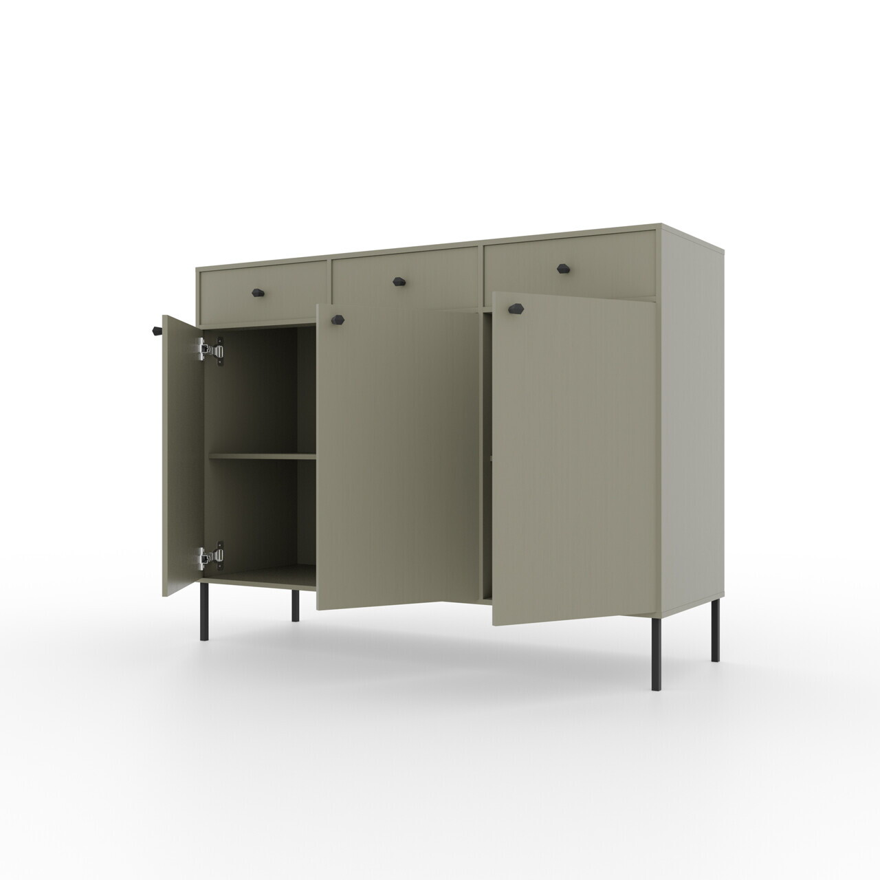Comoda ADRK, Tili 3D 3S, 124.5x40.8x95 cm, PAL laminat, verde eucalipt — imaginea 4