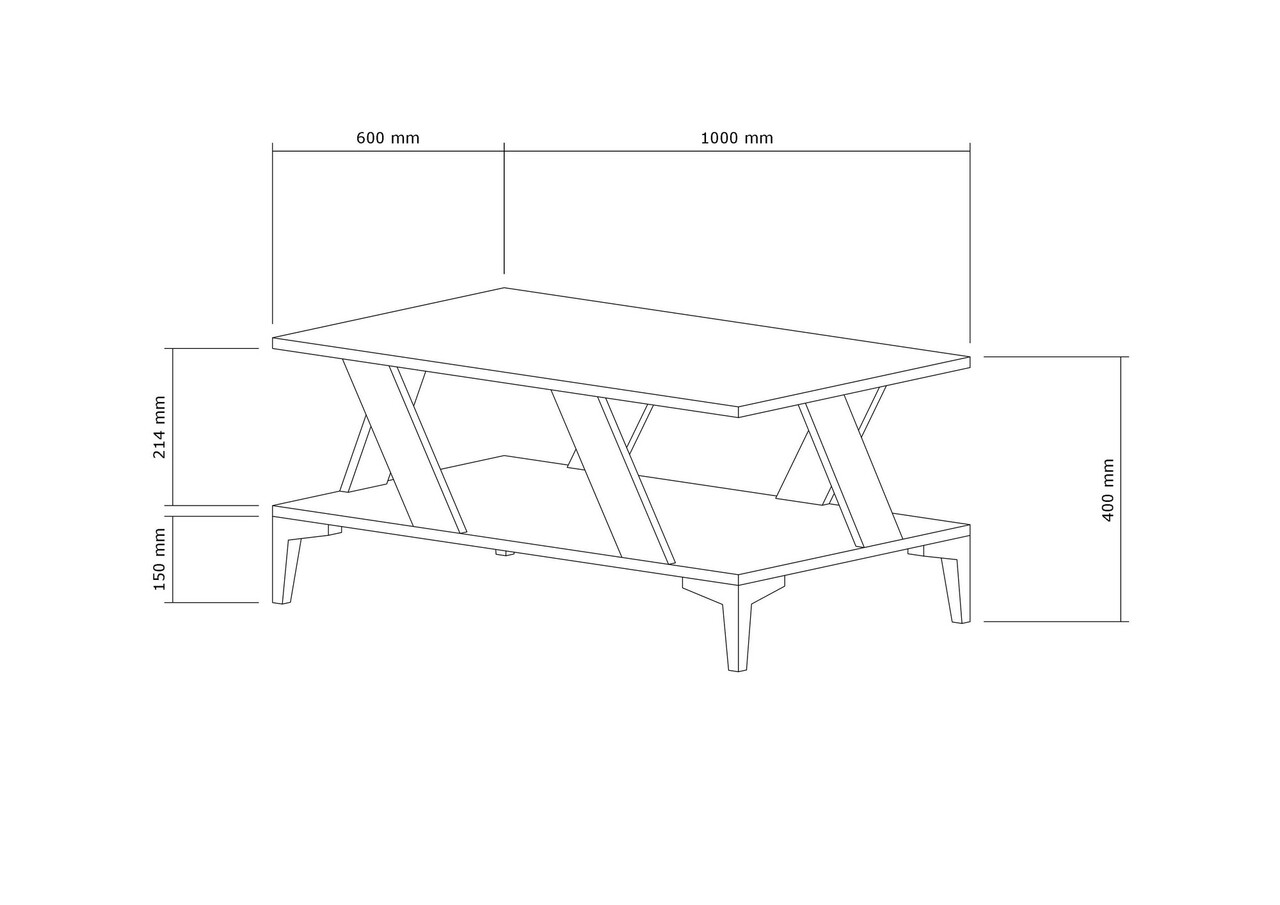 Masuta de cafea, Puqa Design, Tabla, 100x40x60 cm, PAL, Antracit / Pin Atlantic