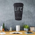 Decoratiune de perete, Coffee Cup, Metal, Dimensiune: 50 x 30 cm, Negru