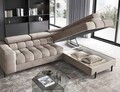 Coltar extensibil dreapta 5 locuri ELTAP, RT-02PA, Ferucce, 276x200x93 cm, lemn/poliester, bej deschis