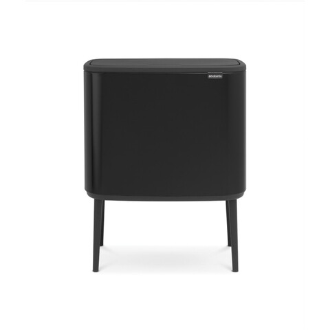 Cos de gunoi cu soft touch, Brabantia, Bo Touch Matt, 3x11 L, 31.2x54x68 cm, otel, negru mat