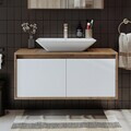 Dulap de baie cu chiuvetă, Hanah Home, 1752, 100x58x45 cm, MDF-LAM, Pin Atlantic / Alb Mat