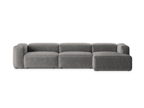 Coltar dreapta 4 locuri, Bergamo, Cosmopolitan Design, 344x152x70 cm, catifea chenille raiata, gri deschis