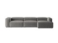 Coltar dreapta 4 locuri, Bergamo, Cosmopolitan Design, 344x152x70 cm, catifea chenille raiata, gri deschis