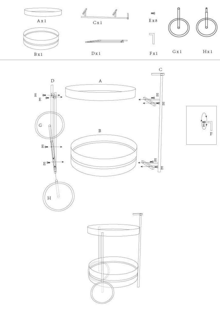 Carucior pentru servire, Mauro Ferretti, Saturn, 40x49.5x61 cm, metal, gri dove - imagine 11