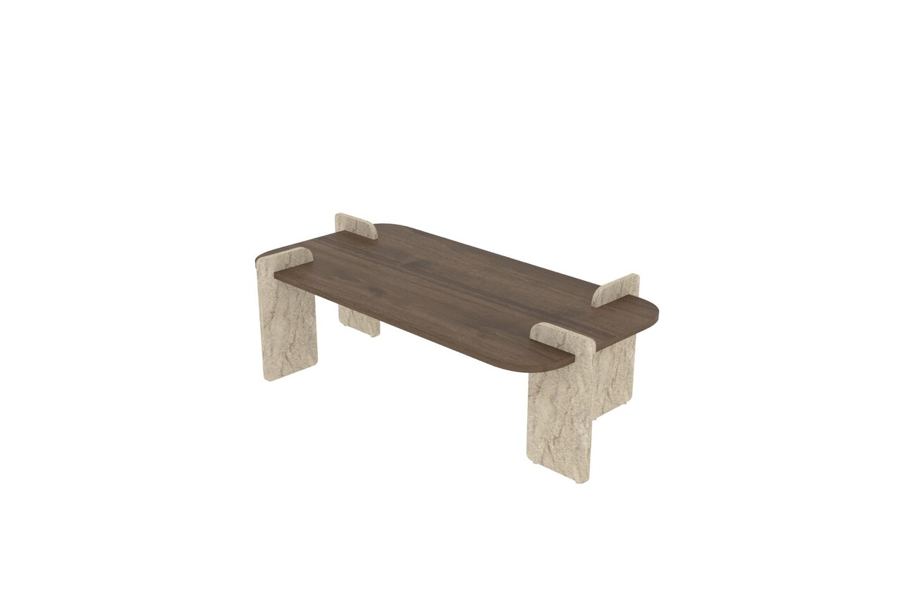 Masuta de cafea, Hanah Home, Leapiri, 120x35x60 cm, PAL, Travertin / Nuc - view 5