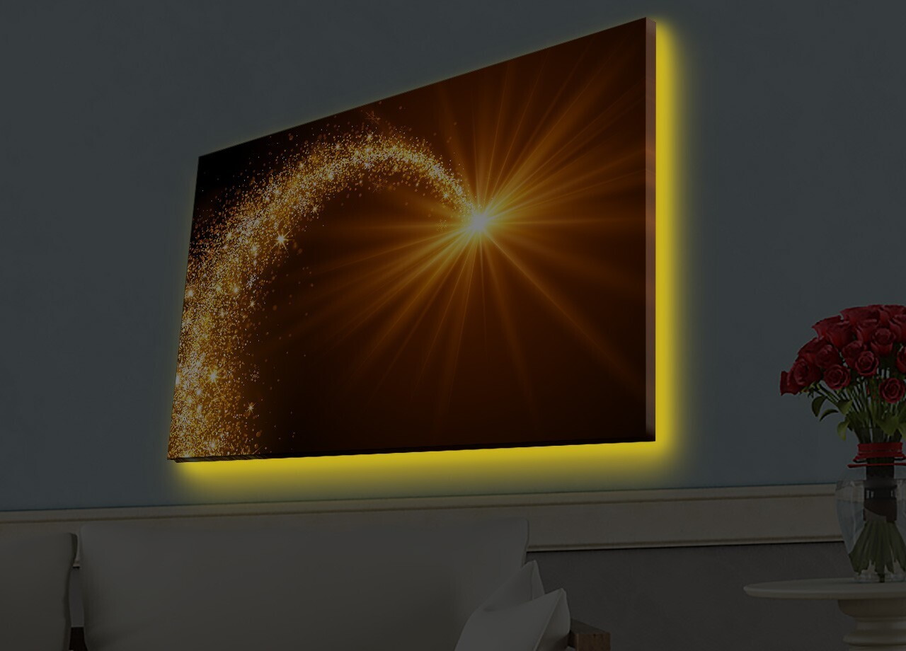 Tablou decorativ cu lumina LED, 4570HDACT-046, PÂNZĂ DIN PIELE ÎNTOARSĂ, Dimensiune: 45 x 70 cm, Multicolor