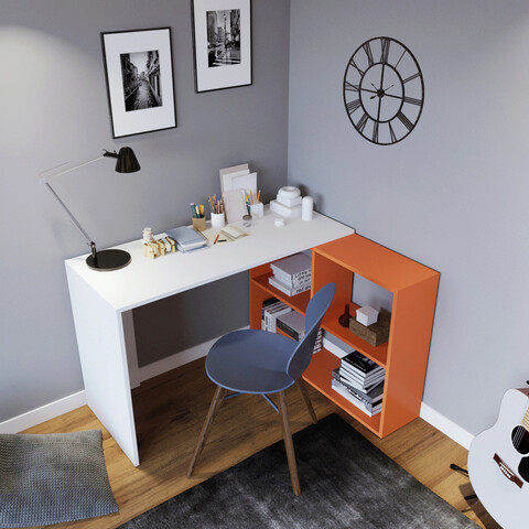 Birou, Lacivert, Candeğer Çalışma Masası L155, Alb / Portocaliu alb
