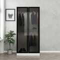Dulap pentru haine, Minerva, Kale Glass Black, 90x210x52 cm, PAL, Alb/Negru
