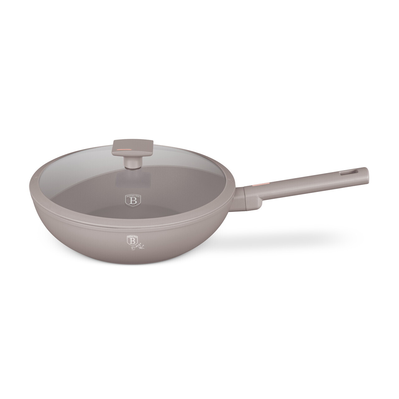 Tigaie Wok cu capac Berlinger Haus, Taupe, 28 cm, 3.2 L, aluminiu forjat, taupe mat - imagine 4
