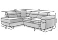 Coltar extensibil stanga 4 locuri, ELTAP, Anton, 272x203x85 cm, lemn/poliester, bleumarin