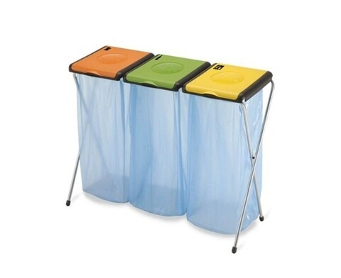 Suport 3 saci menajeri Nature 3, Gimi, 110 L, plastic/otel inoxidabil, multicolor