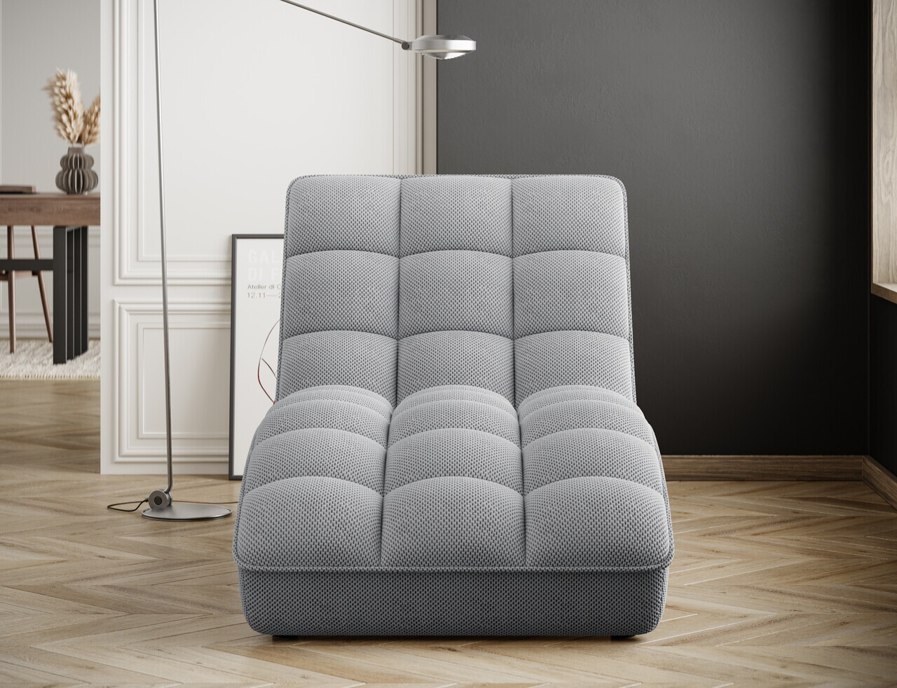 Sezlong living ELTAP, LOR-04CAL, Loren, 170x85x85 cm, poliester, gri deschis - view 3