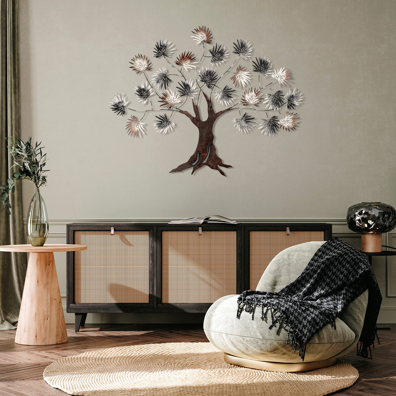 Decoratiune de perete, Maple, Metal, Dimensiune: 117 x 91 cm, Multicolor - 2 | YEO