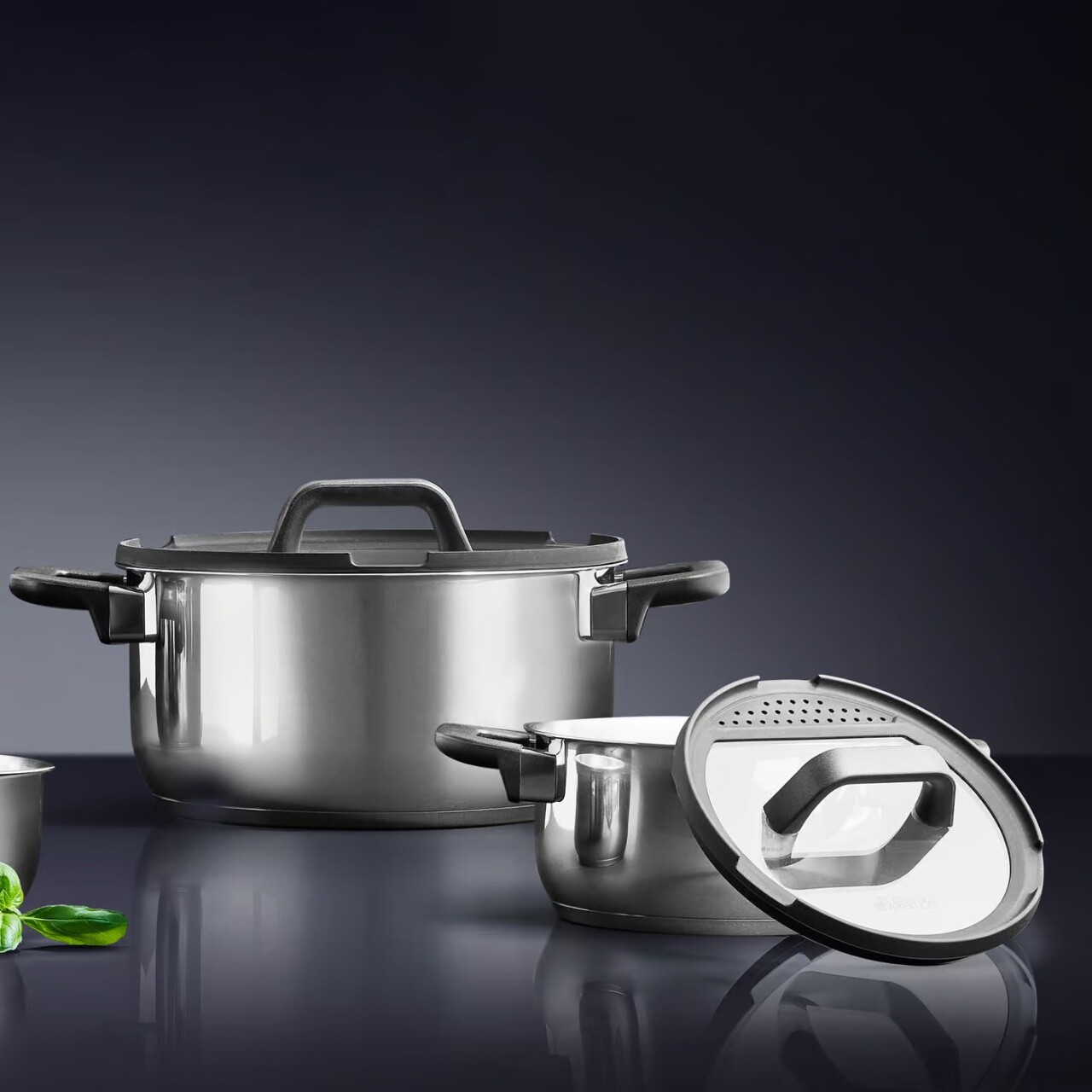 Set oale 7 piese Espero, Ambition, 16 cm/16 cm/20 cm/24 cm, otel/sticla, argintiu