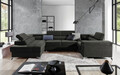 Coltar extensibil stanga 6 locuri ELTAP, Th-74, Thiago, 342x208x88 cm, lemn/poliester, gri inchis