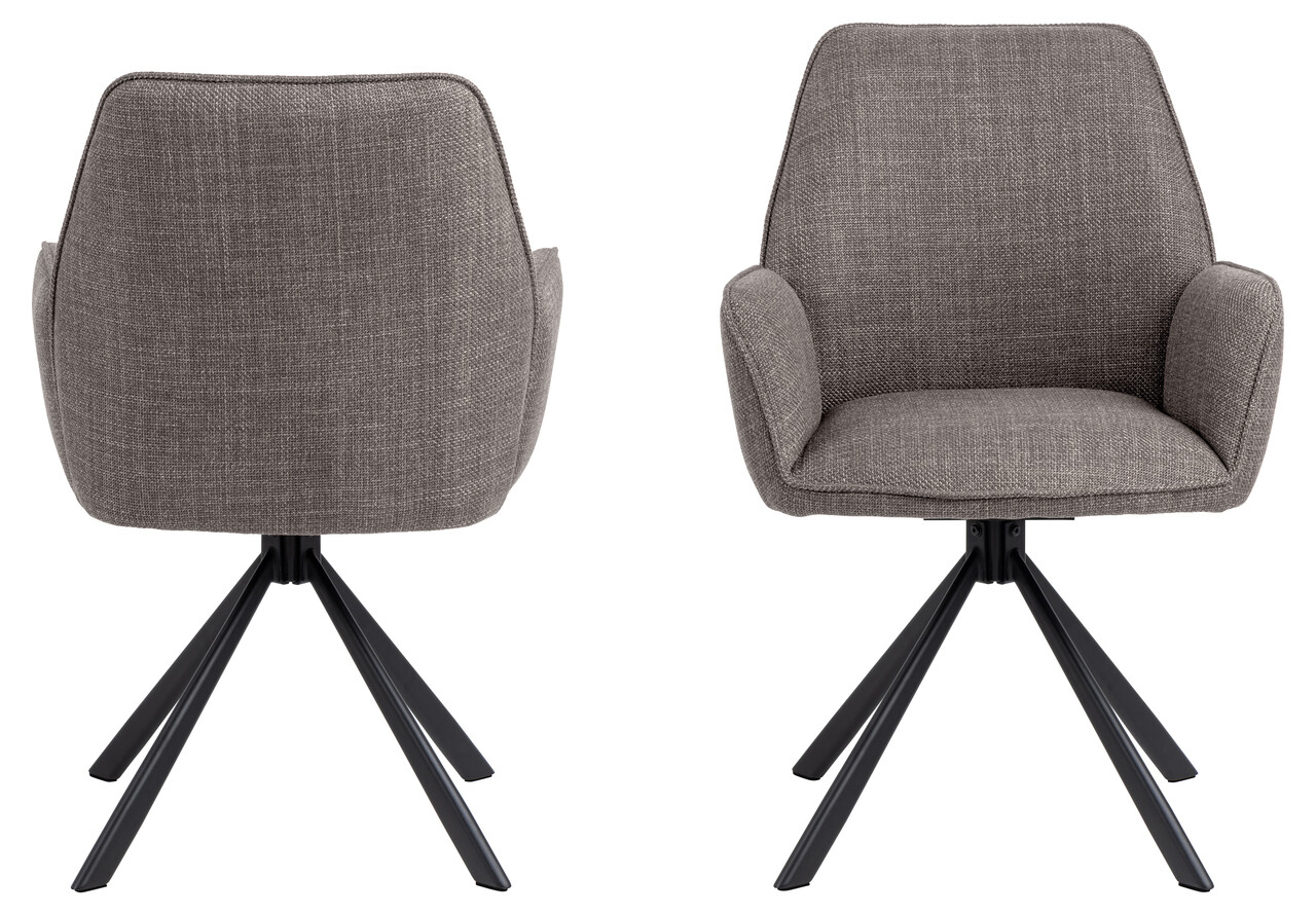 Scaun Glenda, Actona, 61x63x88.5 cm, rotativ, tesatura structurata/otel, gri maro deschis - view 9
