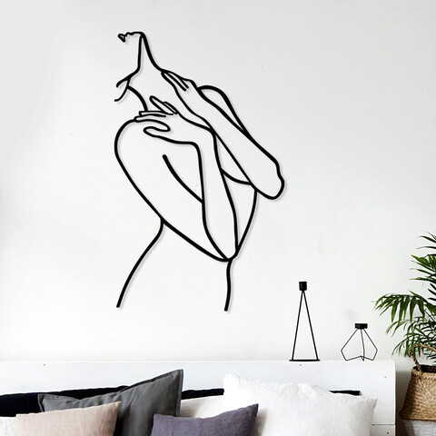 Decoratiune de perete, woman lines, metal, dimensiune: 53 x 86 cm, negru