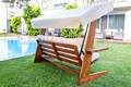 Balansoar de gradina 3 locuri, Swingo, Viva 2400, 237x100x175 cm, Cadru: 100% MID, Bej