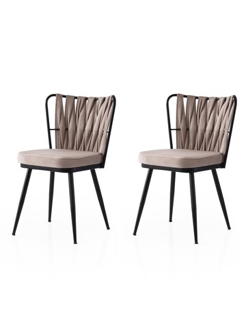 Set scaune 2 piese, Nmobb, Kuşaklı, Negru / nurcă