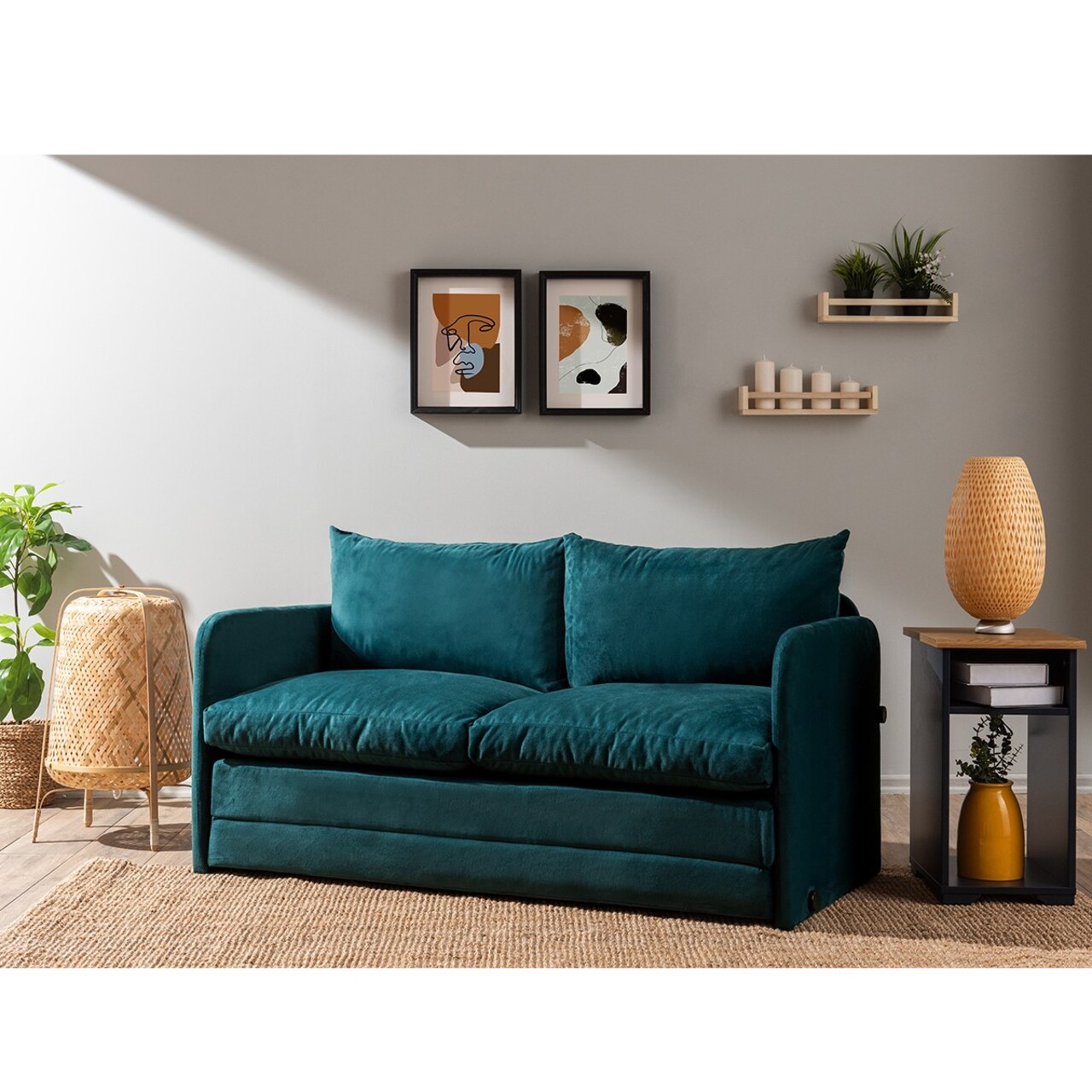 Canapea extensibilă cu 2 locuri, Futon, 859FTN2885, Metal , Verde petrol - 2 | YEO