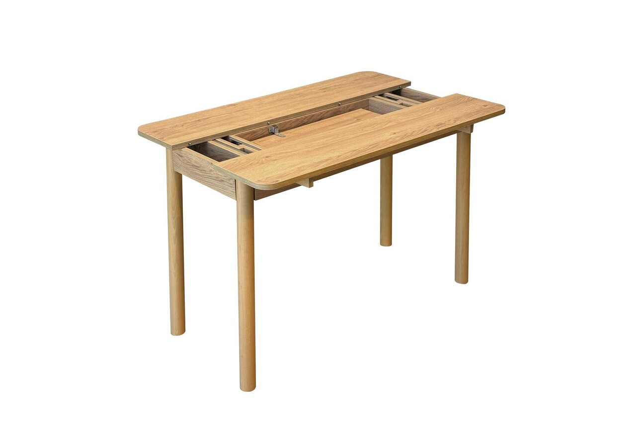 Set masa extensibila si 6 scaune, Vella, Vina Mini 06 1048, PAL, Stejar / Albastru închis