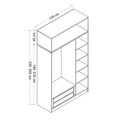 Dulap pentru haine, Minerva, Minar 3 Kapak 2 Çekmece 255, 135x255x52 cm, PAL, Dore / Antracit