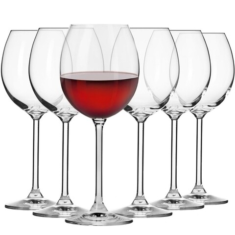 Set 6 pahare pentru vin rosu, Krosno, Venezia, 350 ml, sticla cristal