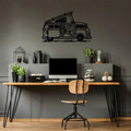 Decoratiune de perete, Caravan, Metal, 90 x 55 cm, Negru