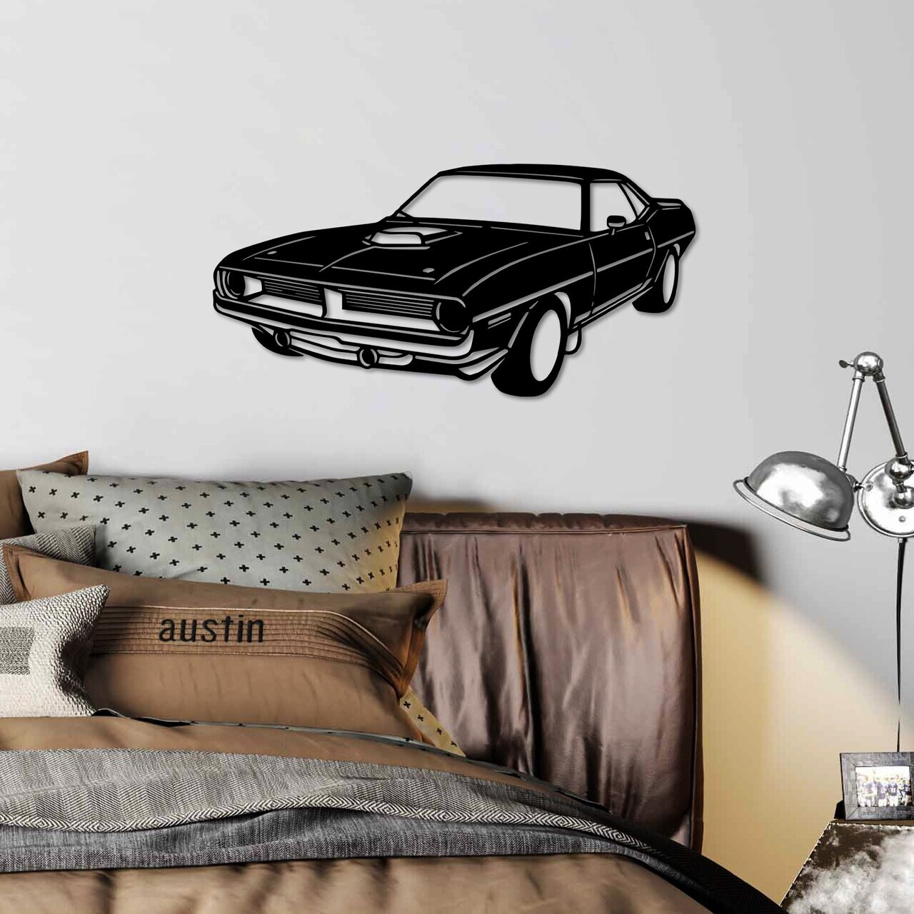 Decoratiune de perete, Plymouth Barracuda 1970, Dimensiune: 60 x 29 cm , Negru — imaginea 3