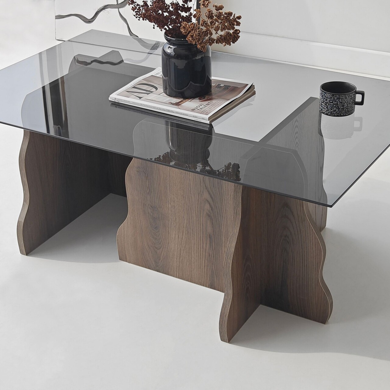 Masuta de cafea, Hanah Home, Canyon, 105x40x65 cm, Nuc / Fume - view 5