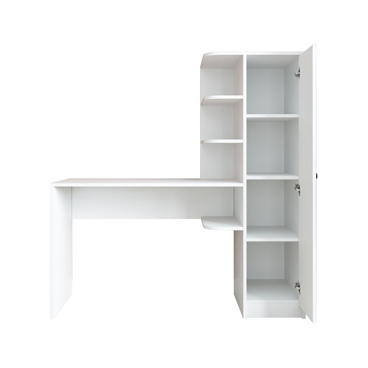 Set birou si biblioteca, Hanah Home, 2128, 143.2x143.2x50 cm, PAL MELAMINAT, Alb — imaginea 5