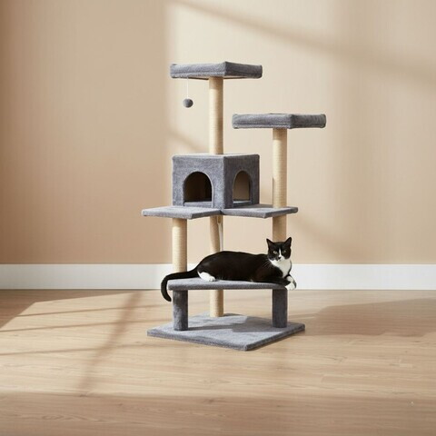 Casă pentru pisici, Paws & Whiskers, Amazon, MATERIAL TEXTIL WELSOFT, Antracit