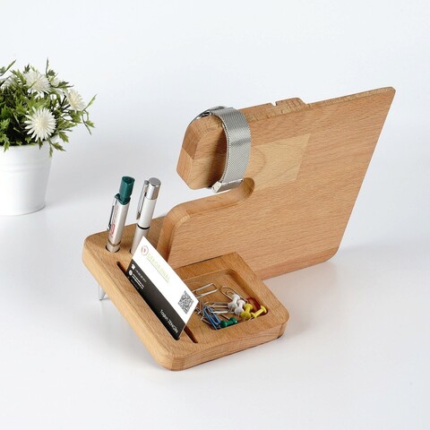 Organizator de birou, Evila Originals, Pho001, 25x22x16 cm, Lemn masiv, Lemn