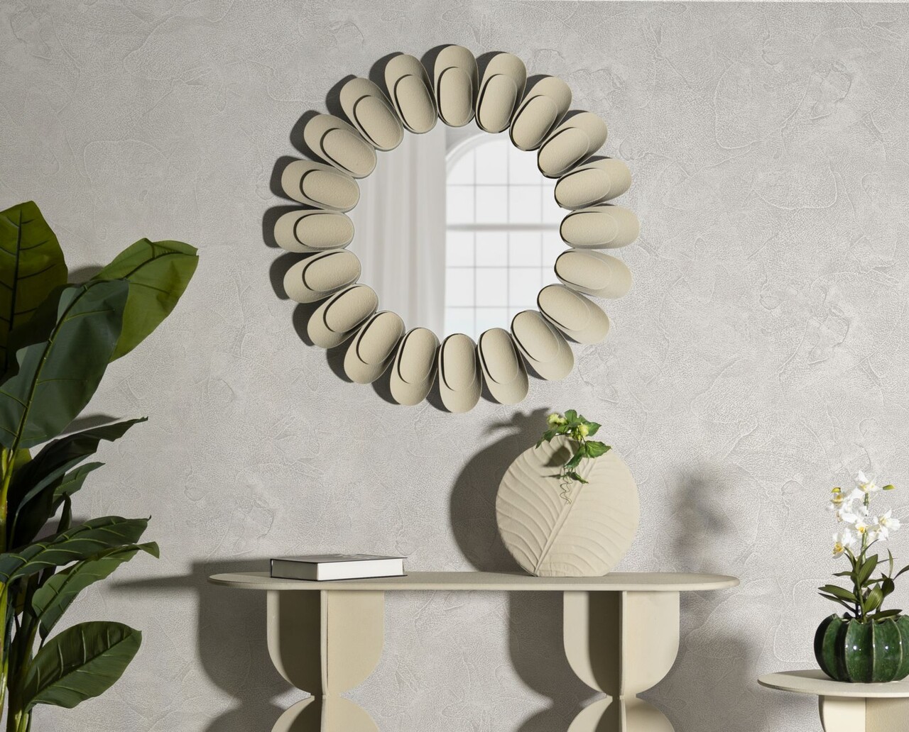 Oglinda de perete Dune Double, Mauro Ferretti, 85 cm, fier/MDF, crem - 2 | YEO