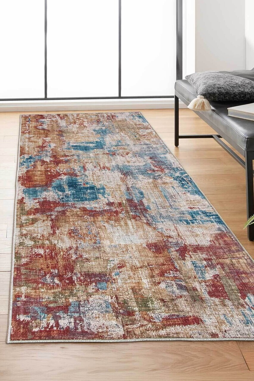 Covor, DC-7273-YOLLUK-145, 80x200 cm, Poliester, Rosu