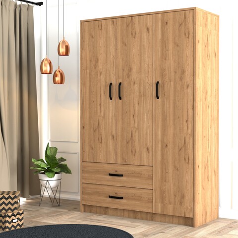 Dulap pentru haine, Mezza, Grande 3506, 120 x 181.8 x 48 cm, pal melaminat, stejar 120 imagine 2022