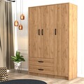 Dulap pentru haine, Mezza, Grande 3506, 120 x 181.8 x 48 cm, pal melaminat, stejar